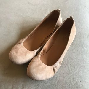 Beige suede flats